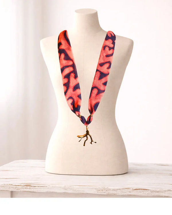 Blue, Red and Pink Gold Filled Scarf Necklace