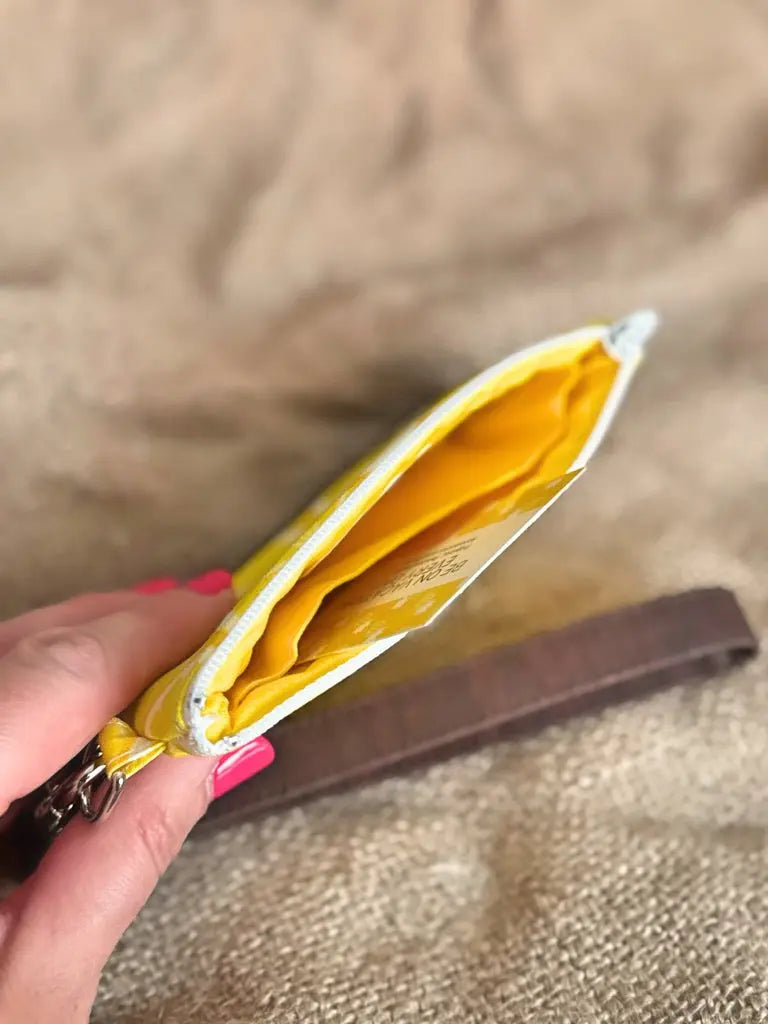 Small Lemon Print Business & Credit Card Zip Wristlet Conch Couture