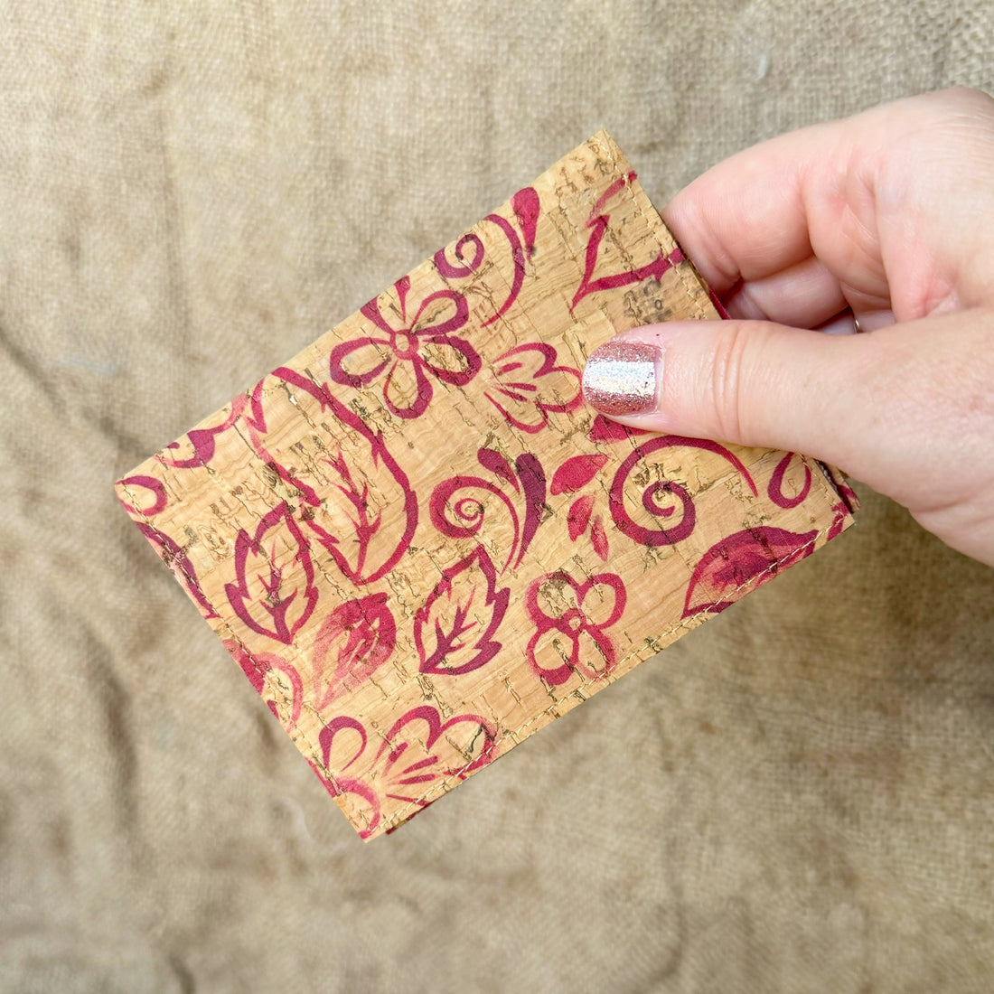 Slim Floral Cork Wallet