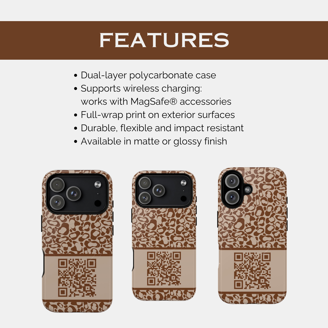 Brown Leopard QR Code Phone Case