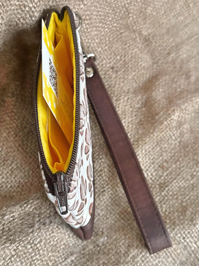 Small Brown Shell Print Business & Credit Card Zip Wristlet Conch Couture
