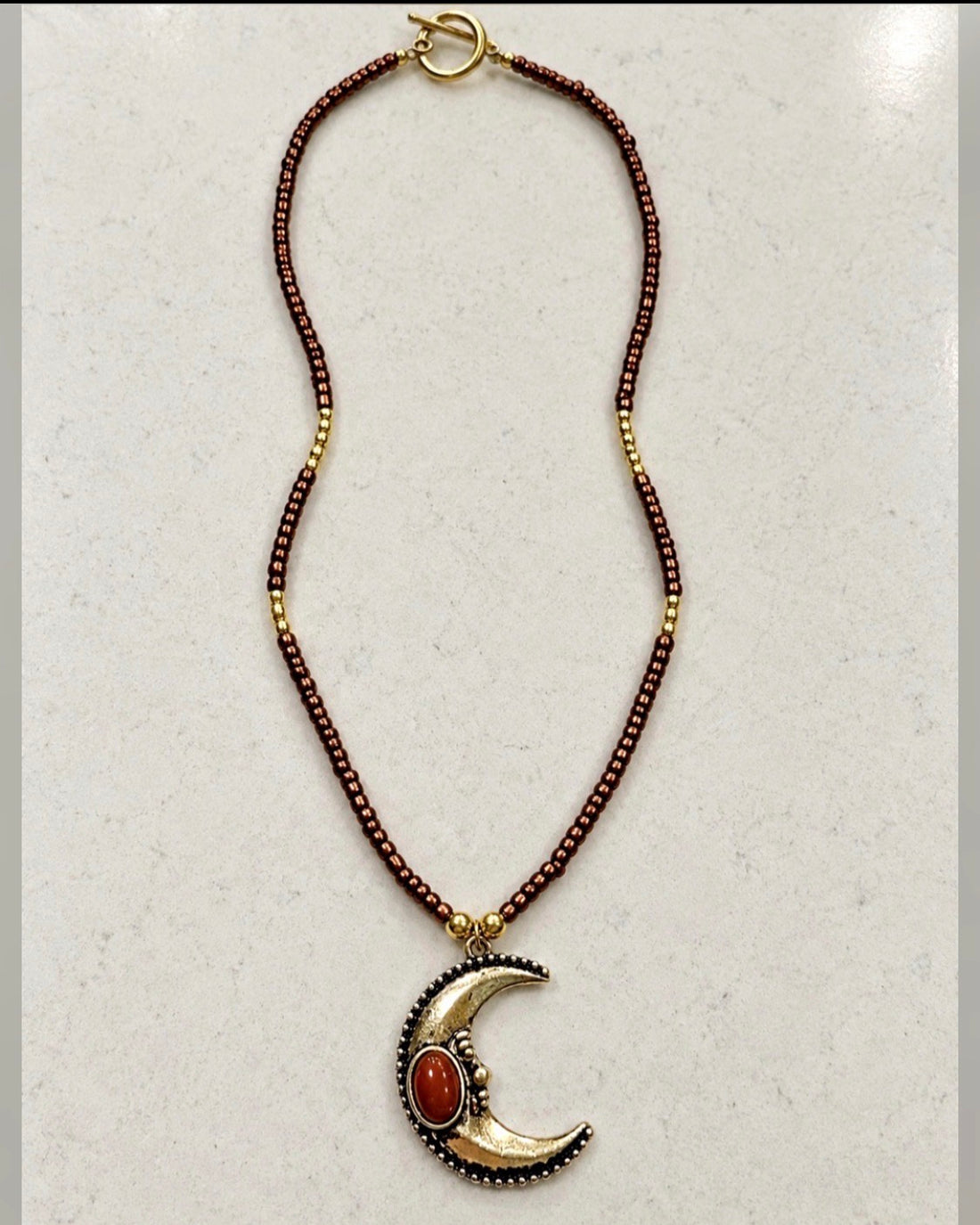 Amber Dusk Crescent Necklace