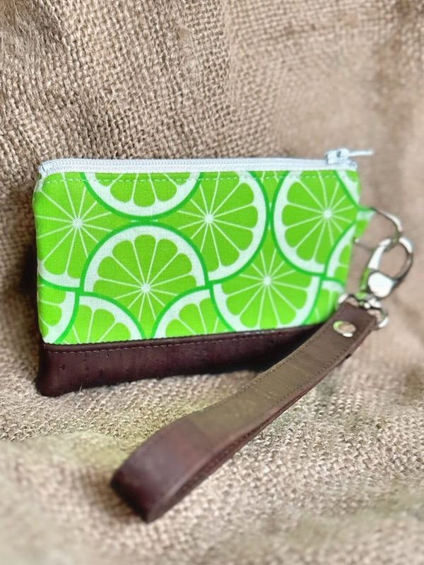 Small Lime Print Business & Credit Card Zip Wristlet