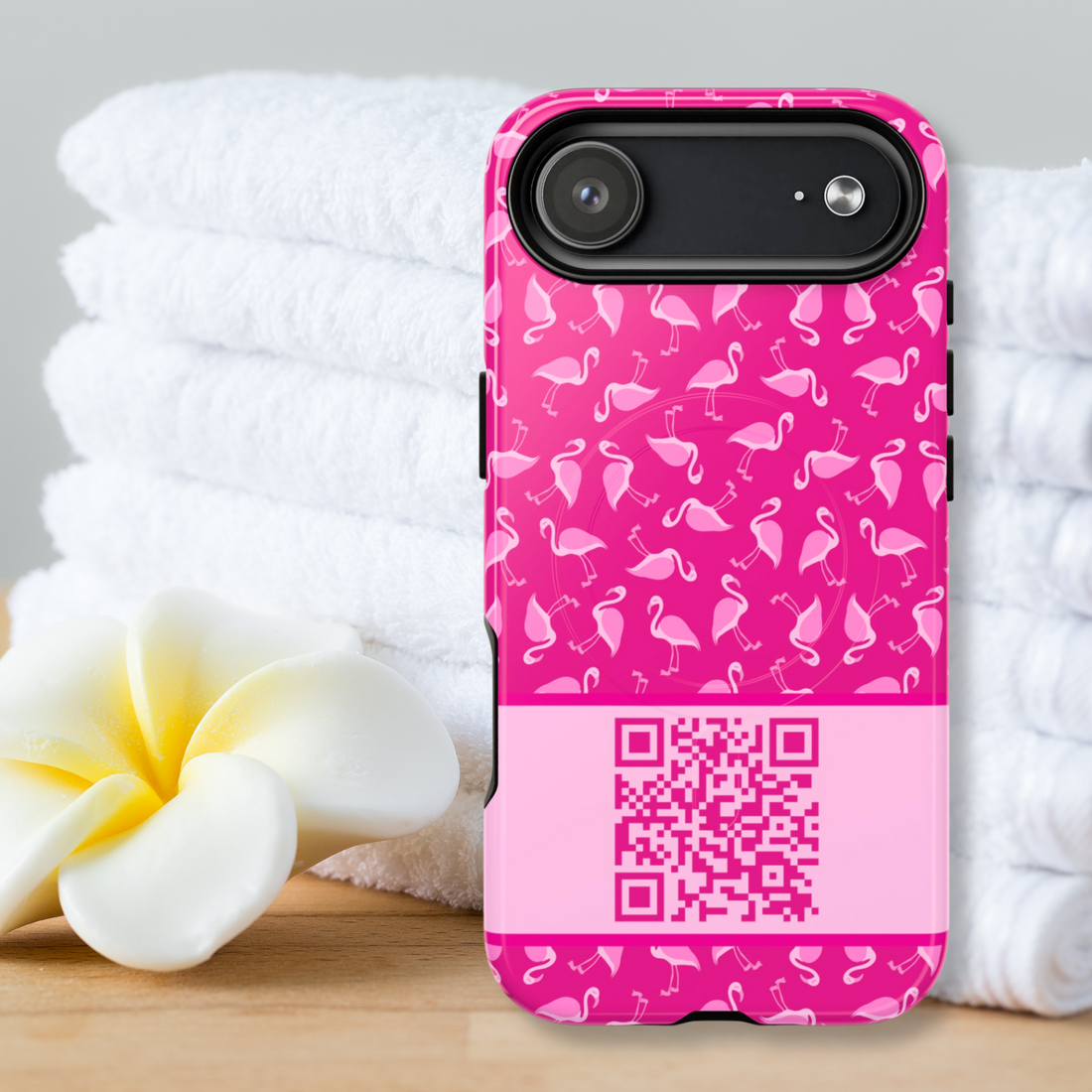 Pink Flamingo QR Code Phone Case