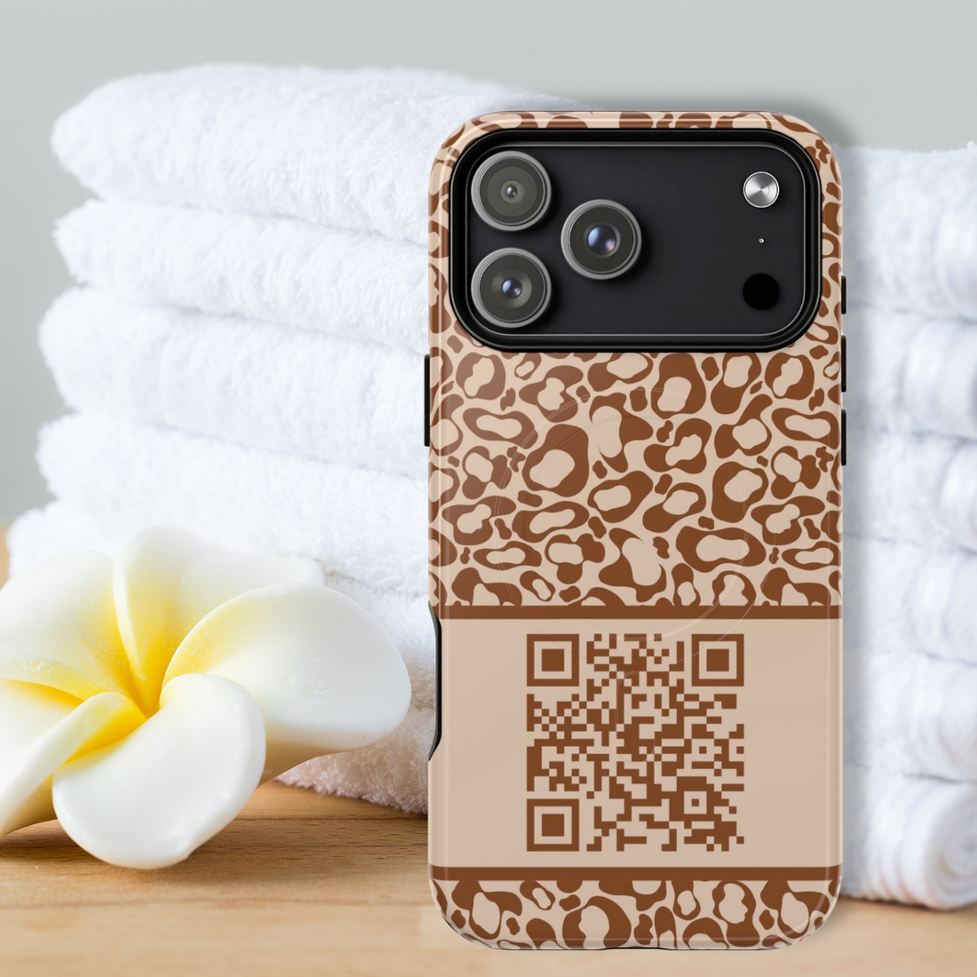 Brown Leopard QR Code Phone Case