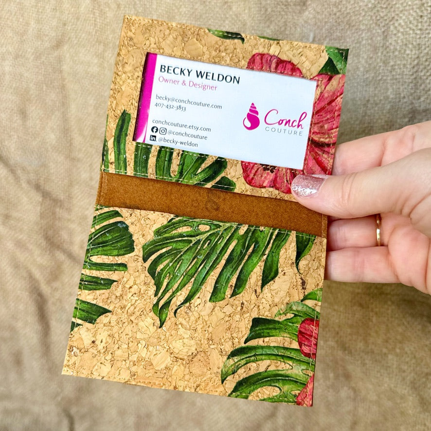 Pink Hibiscus Cork Wallet