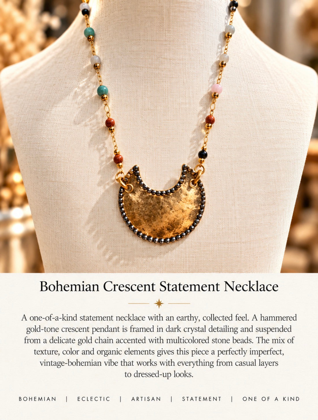 Bohemian Crescent Statement Necklace