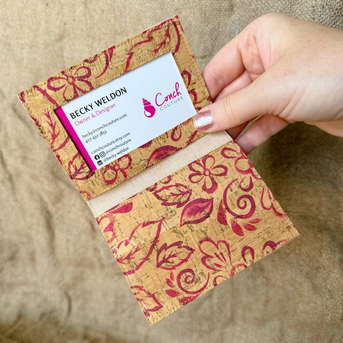 Slim Floral Cork Wallet