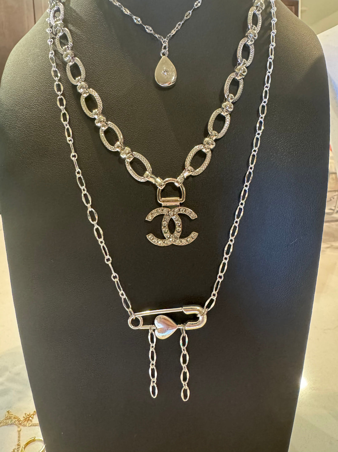 Three layers, all reworked, all edge. Crystals, hearts, and a little punk. Beadnikrow/Barmade