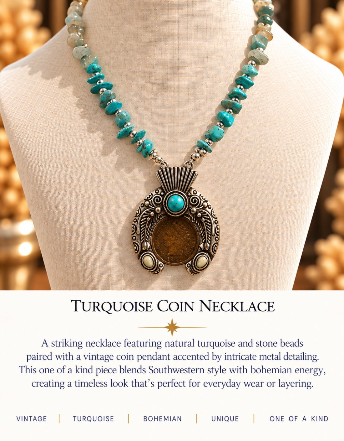 Turquoise Coin Necklace