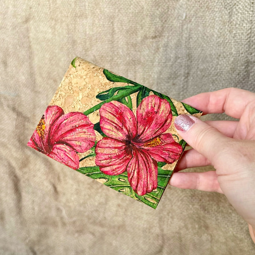 Pink Hibiscus Cork Wallet