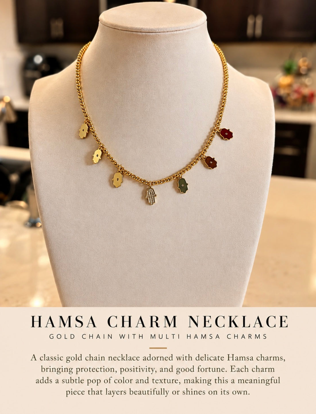 Hamsa charm necklace
