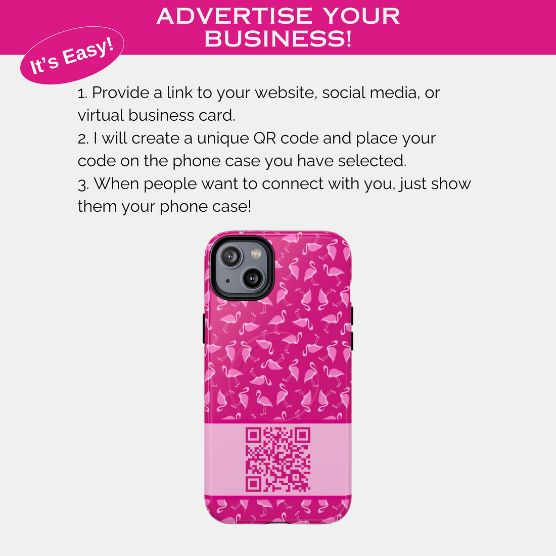 Pink Flamingo QR Code Phone Case
