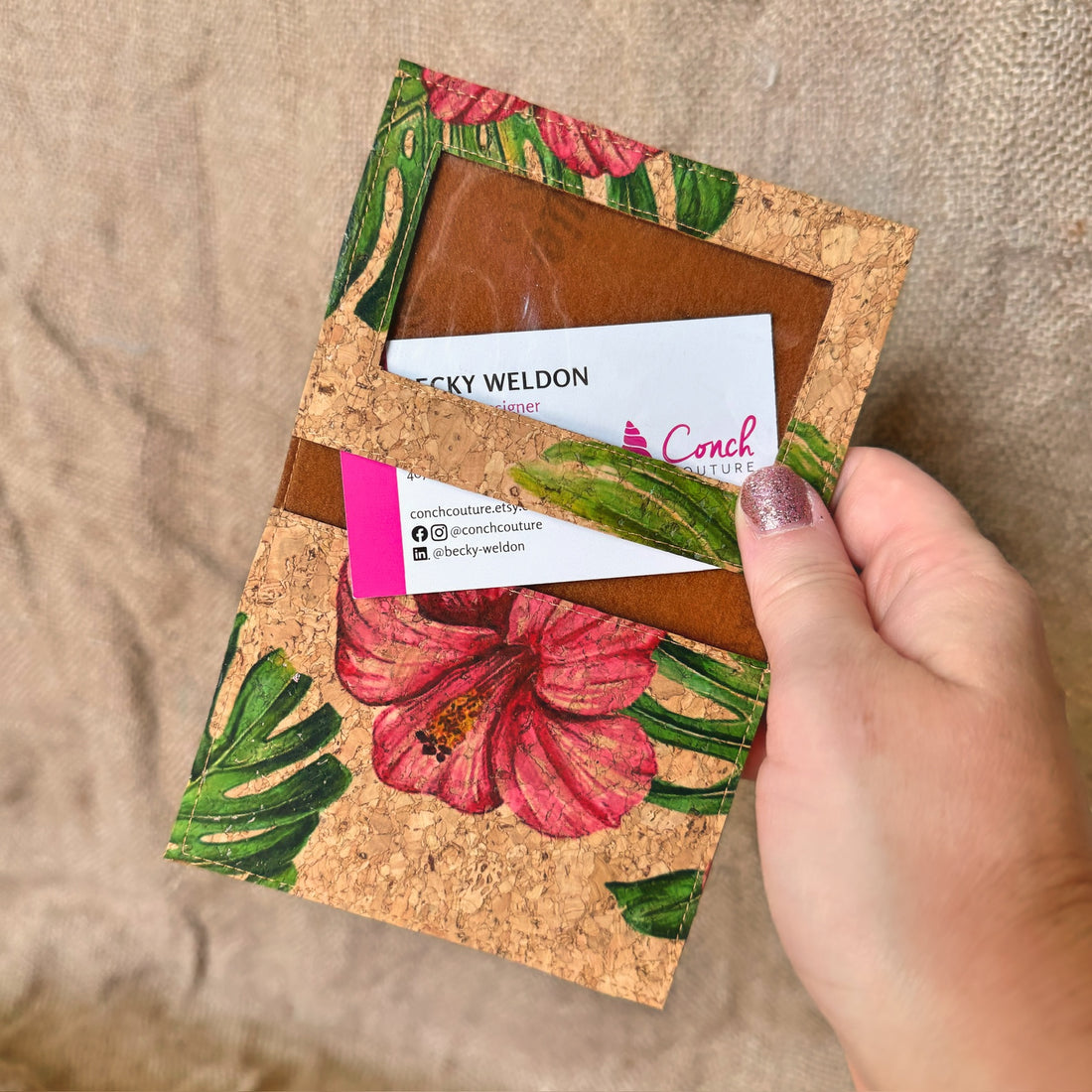 Palms & Hibiscus Cork Wallet