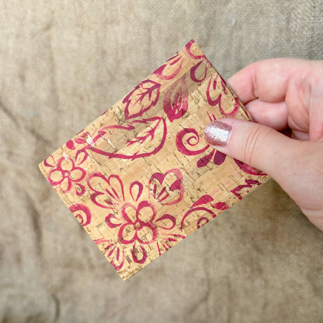Slim Floral Cork Wallet