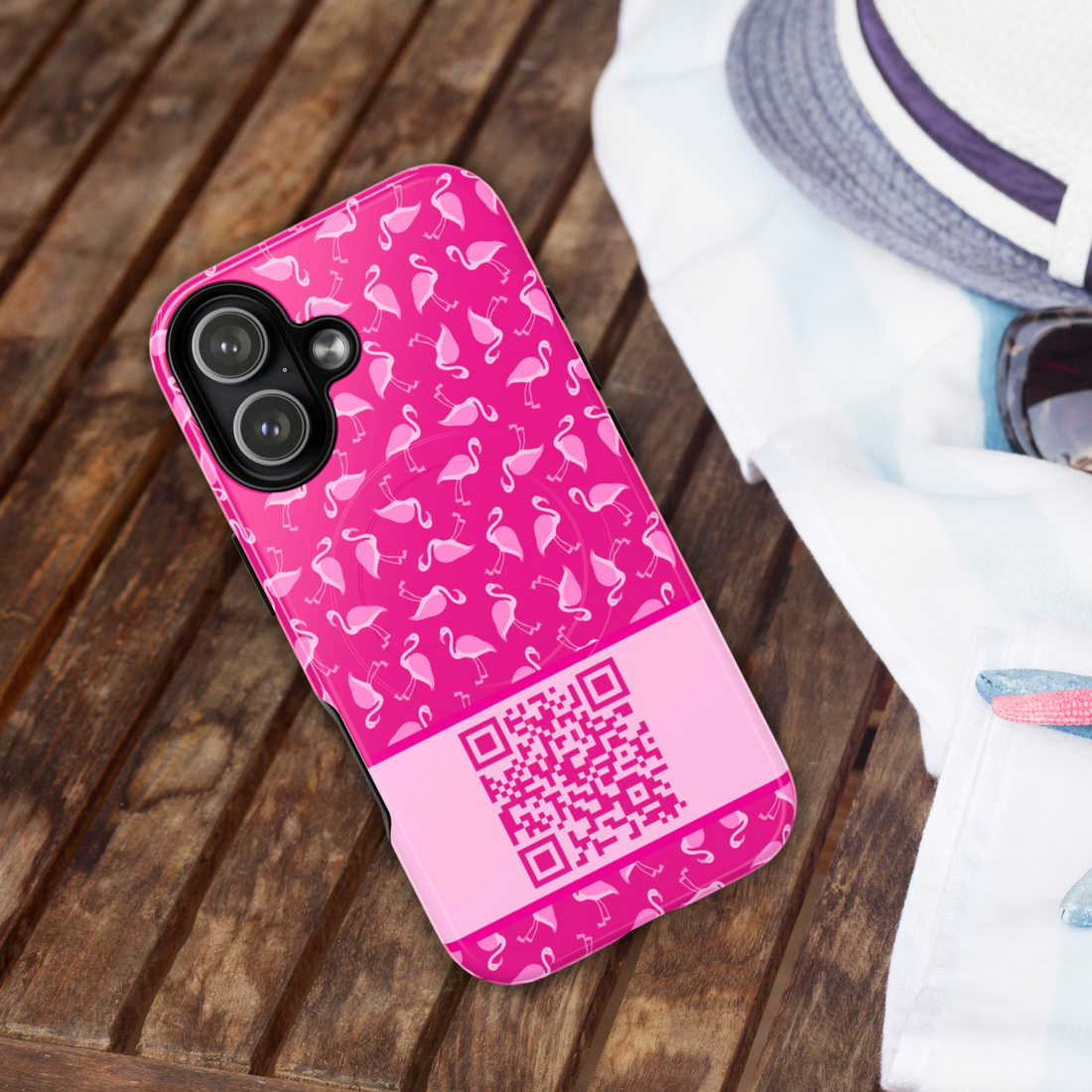 Pink Flamingo QR Code Phone Case
