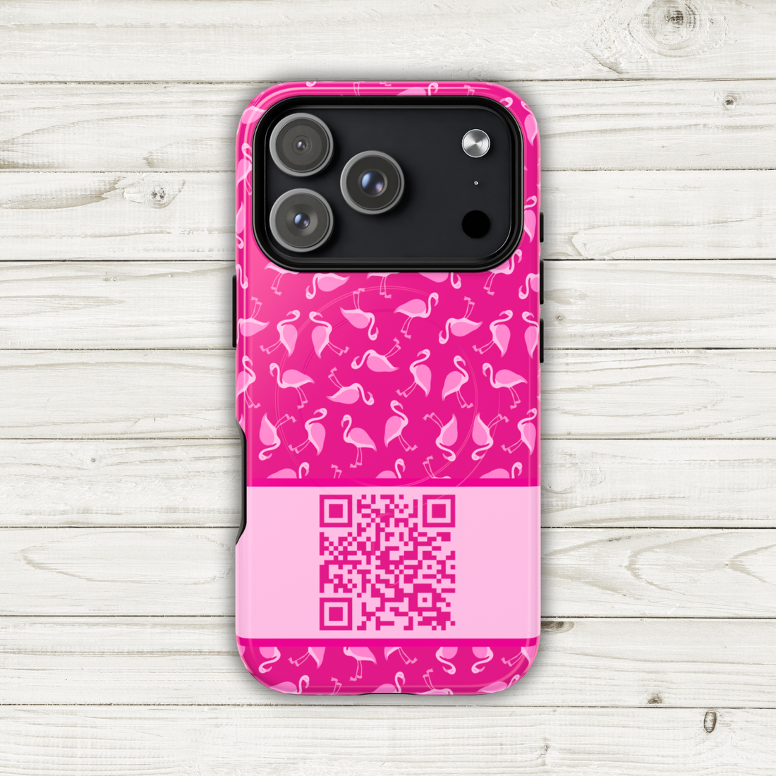 Pink Flamingo QR Code Phone Case