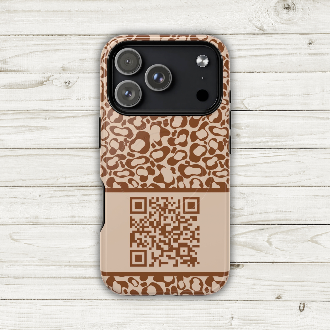 Brown Leopard QR Code Phone Case