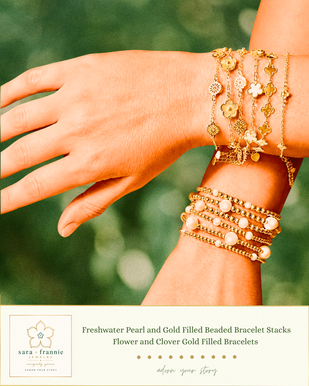 Gold Filled Beaded Clover Bracelet