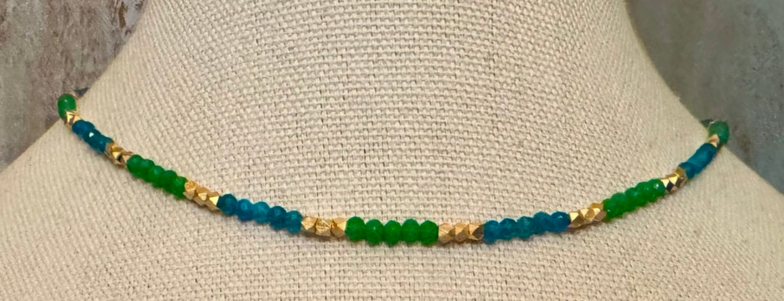 Apatite, Jade and Gold Vermeil Choker