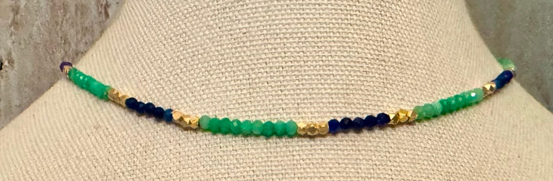 Green Chalcedony and Lapis Lazuli Choker
