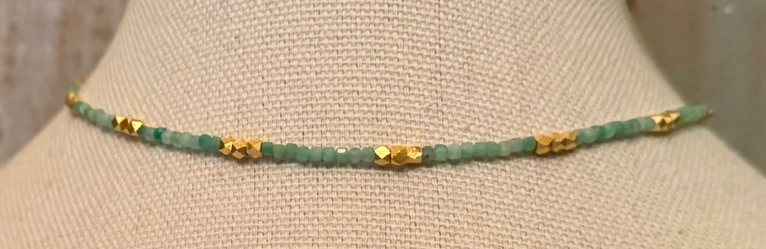 Raw Emerald and Gold Vermeil Choker
