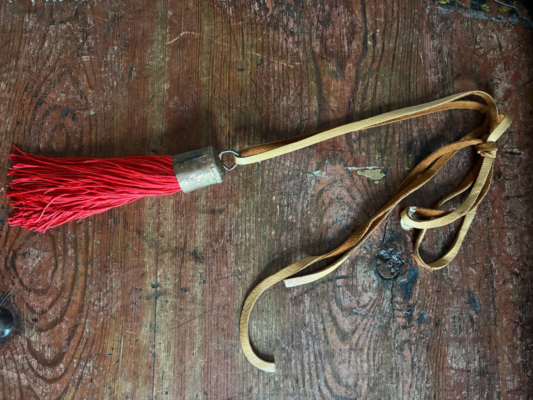 Red Tassel necklace with Leather