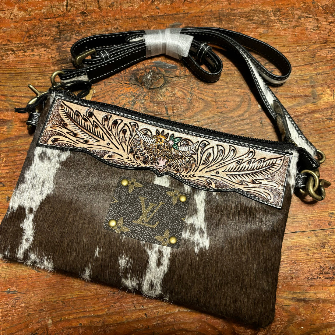 Authentic Upcycled Crossbody- Cowhide