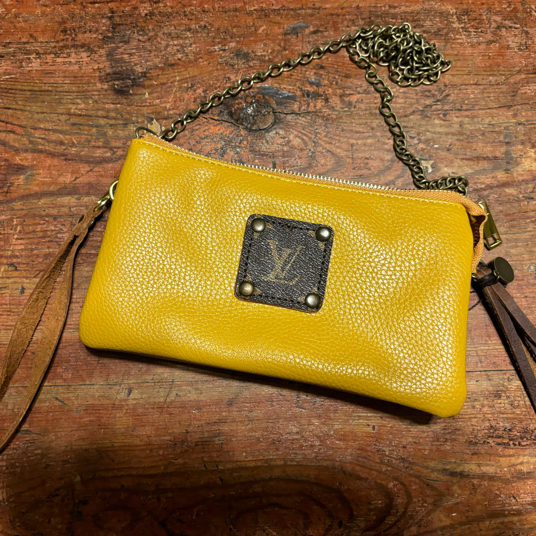 Authentic Upcycled Crossbody Clutch-Yellow