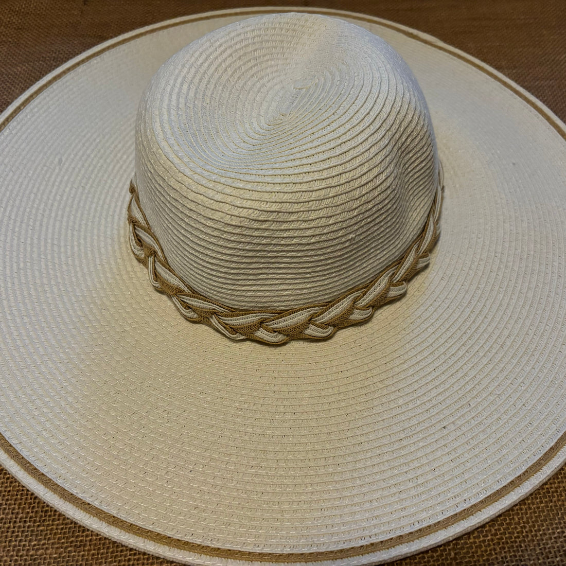 Cream Sunhat with Braided Trim