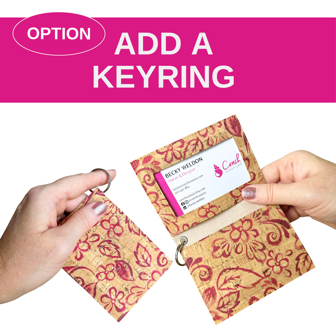 Slim Floral Cork Wallet
