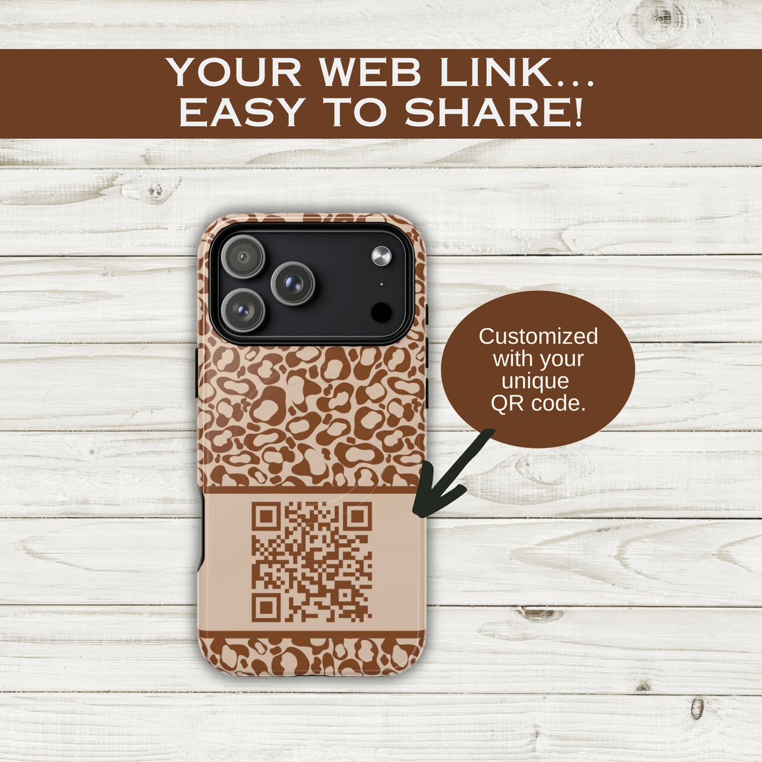 Brown Leopard QR Code Phone Case