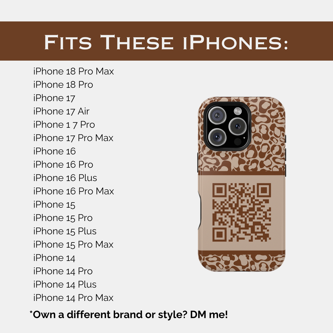 Brown Leopard QR Code Phone Case