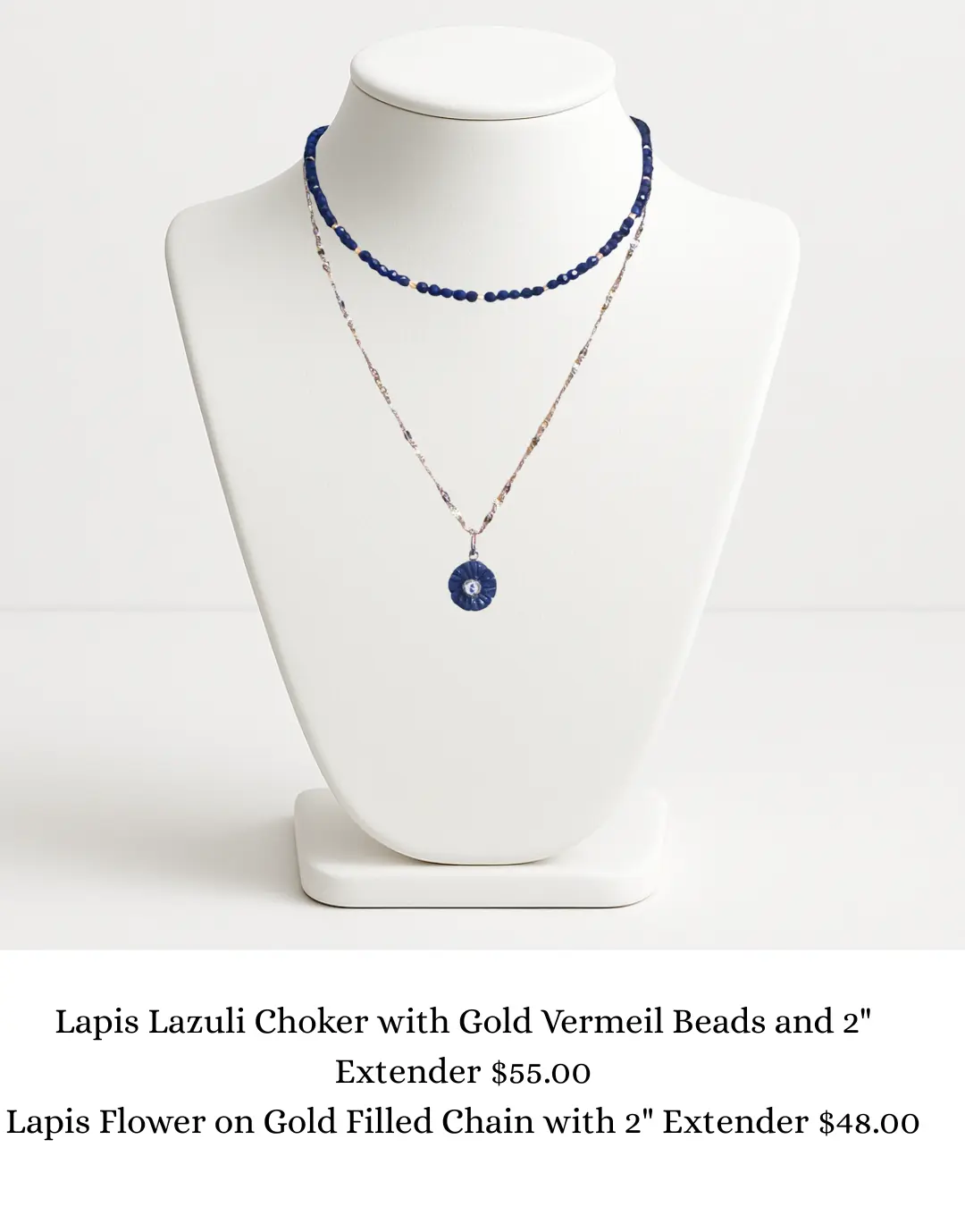 Lapis Flower on Gold Filled Chain sara & frannie jewelry