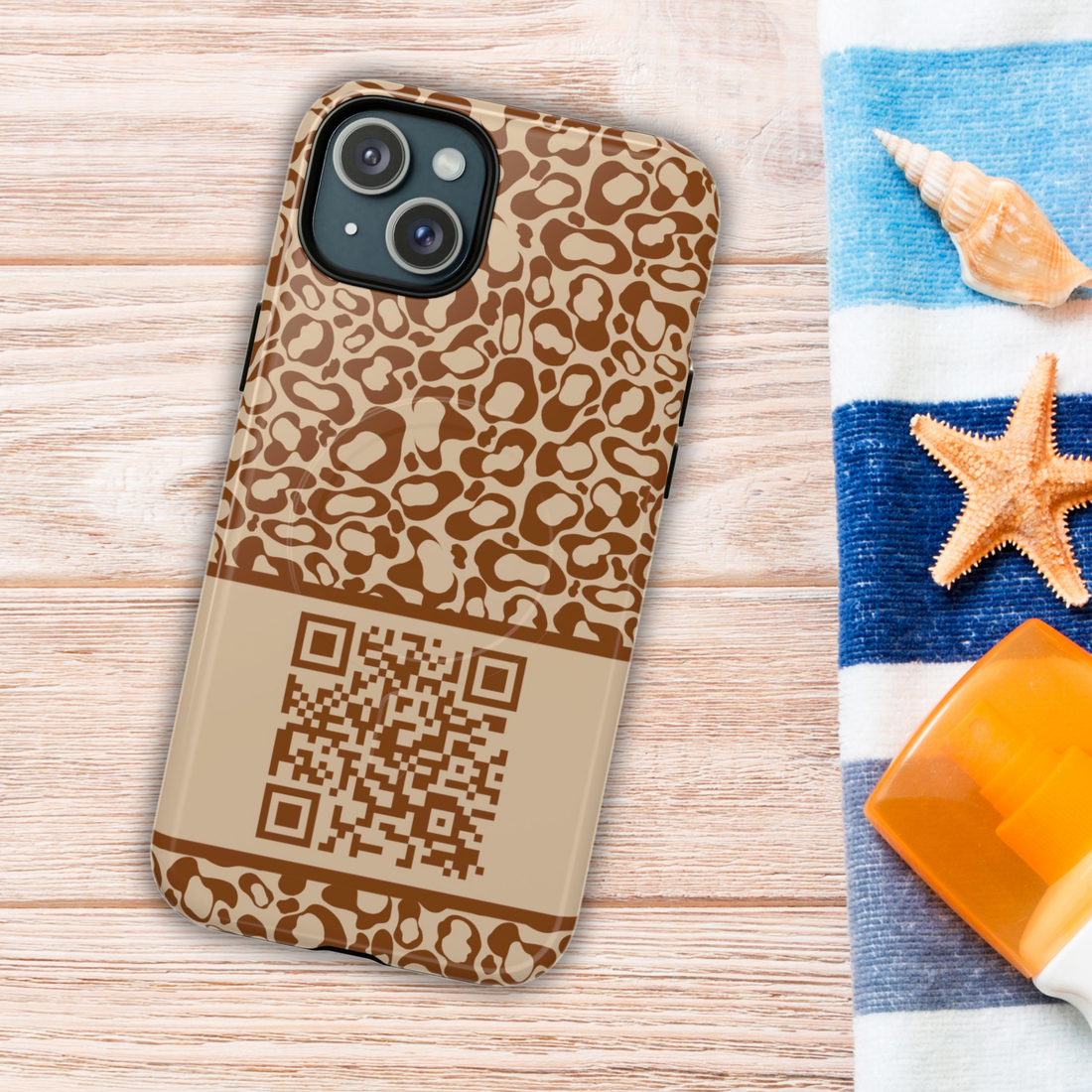 Brown Leopard QR Code Phone Case