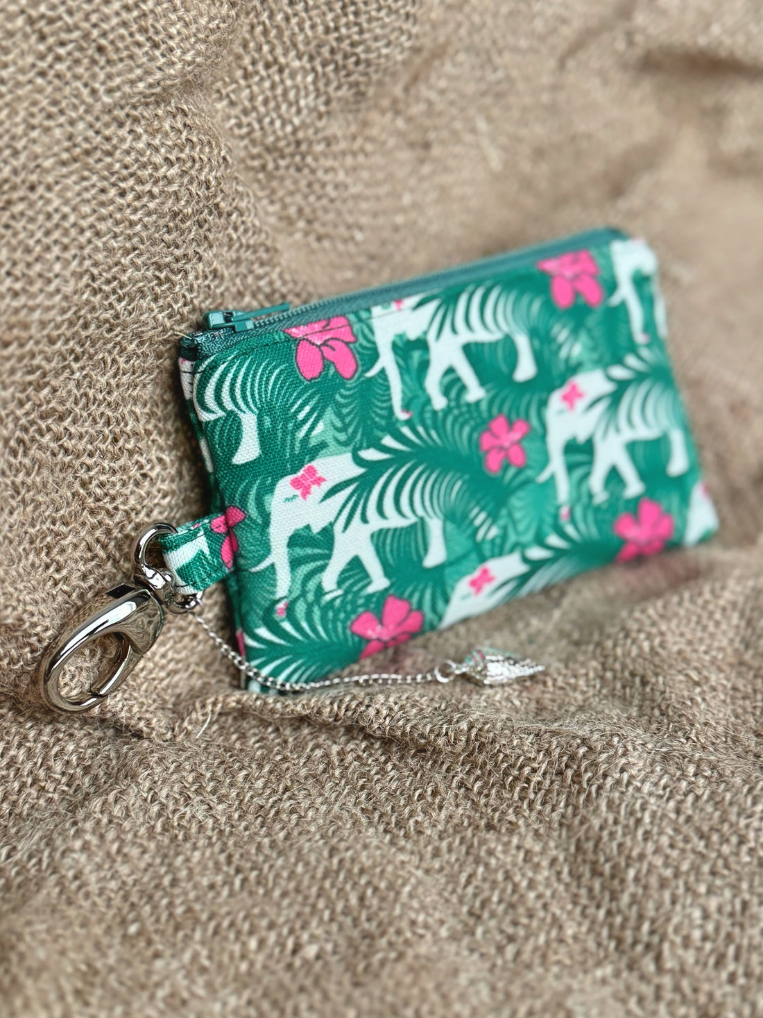Small Jungle Elephant Zip Bag Charm Conch Couture