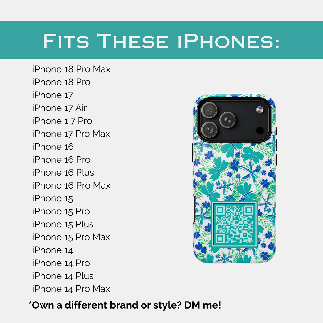 Teal & Blue Butterflies QR Code Phone Case