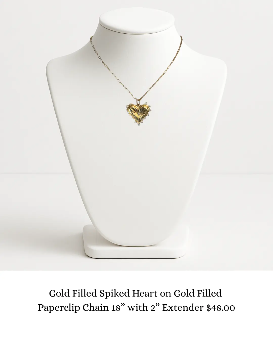 Gold Filled Spiked Heart on Gold Filled Chain sara & frannie jewelry