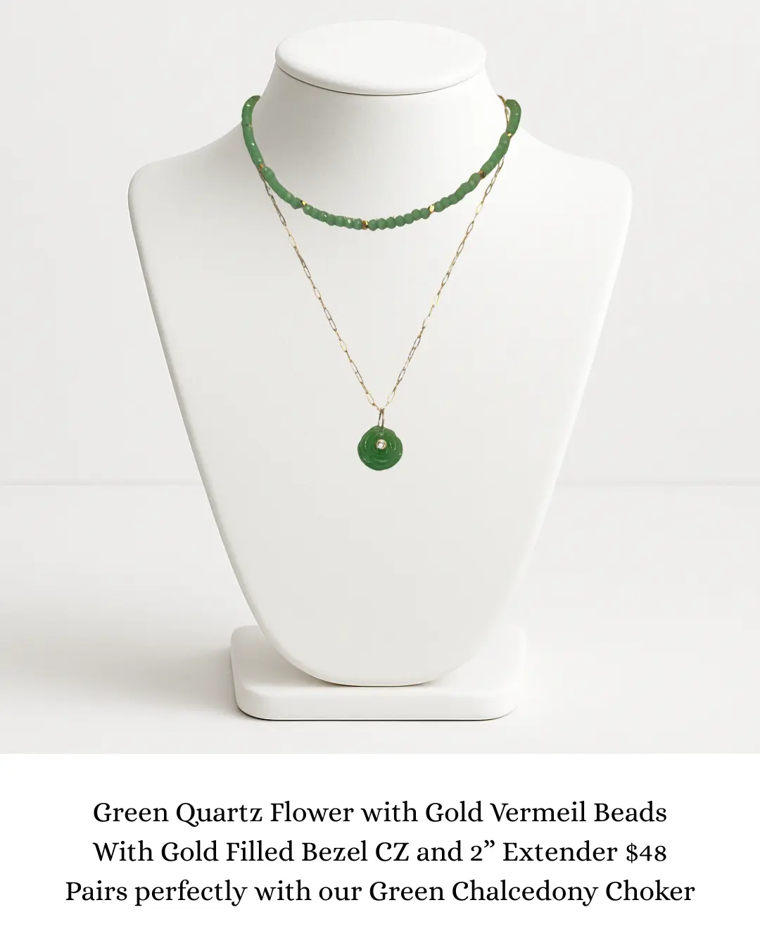 Green Quartz Flower with Gold Filled Bezel CZ sara & frannie jewelry