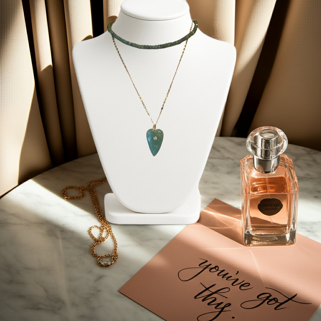 Adventurine Heart on Gold Filled Chain sara & frannie jewelry