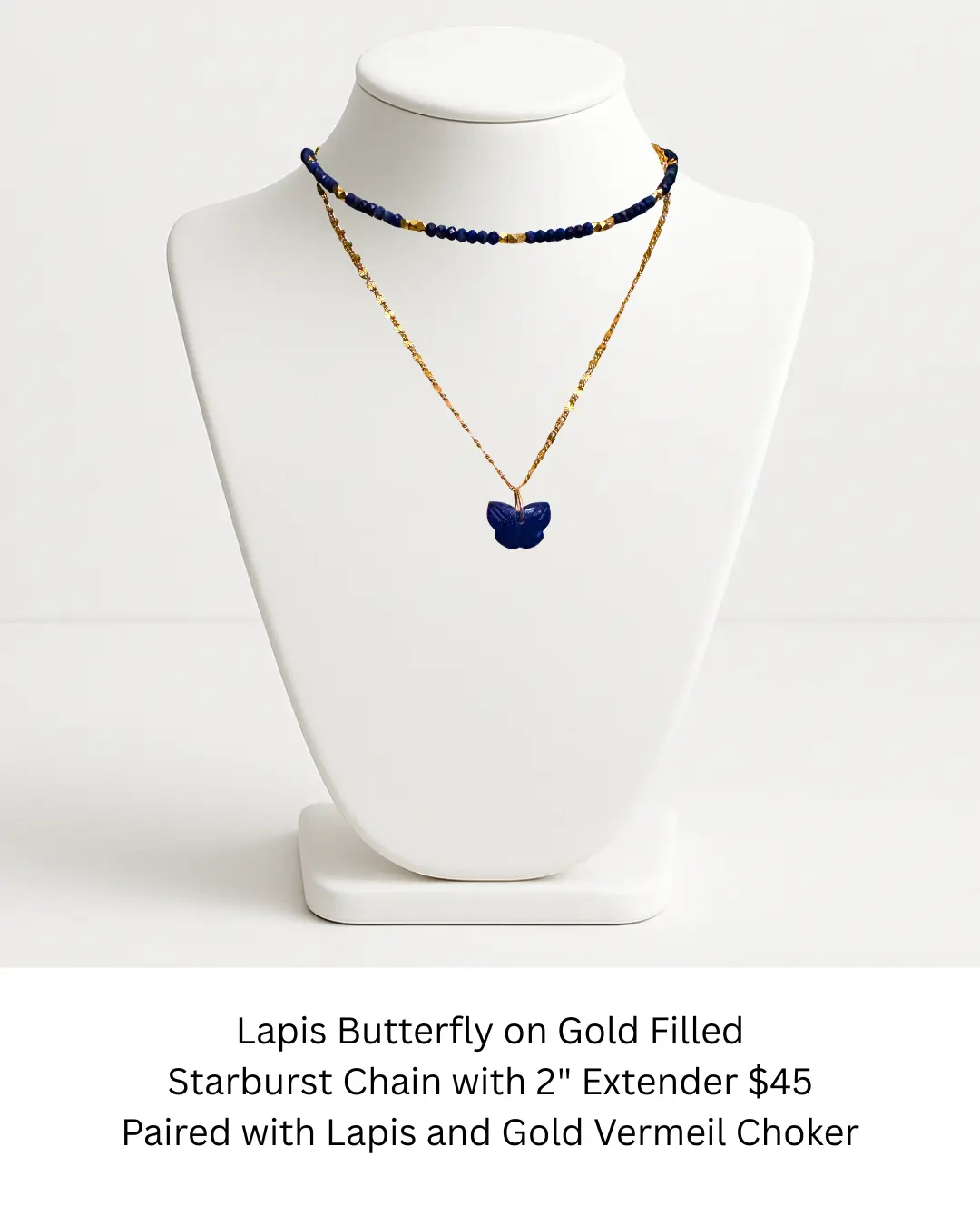 Lapis Butterfly on Gold Filled Chain sara & frannie jewelry