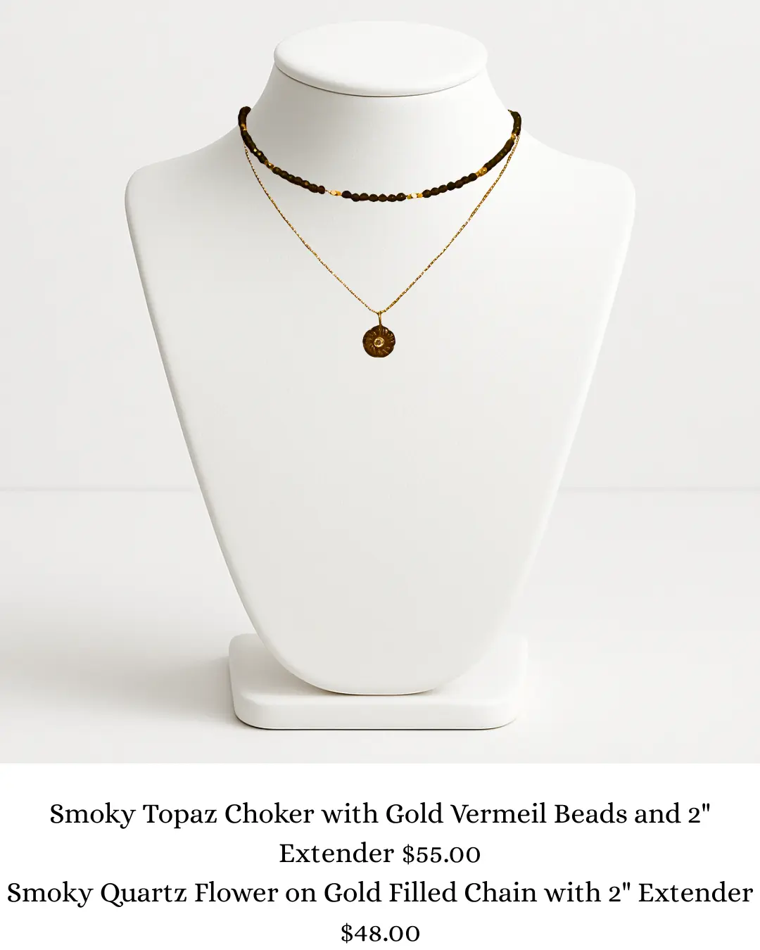 Smoky Quartz Flower on Gold Filled Chain sara & frannie jewelry