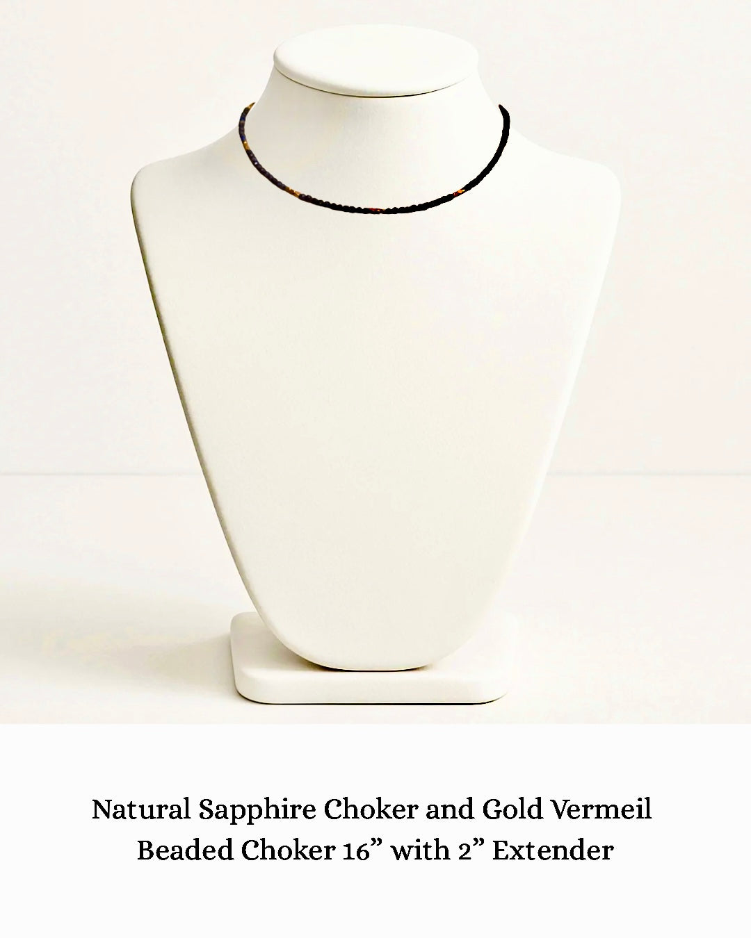 Natural Sapphire Choker and Gold Vermeil Beaded Choker sara & frannie jewelry