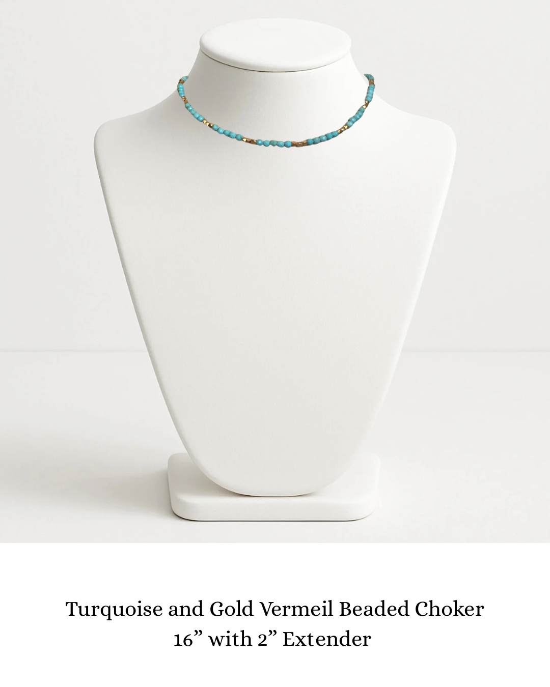 Turquoise and Gold Vermeil Beaded Choker sara & frannie jewelry