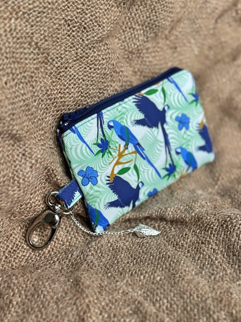 Small Blue Parrot Business & Credit Card Zip Charm Conch Couture