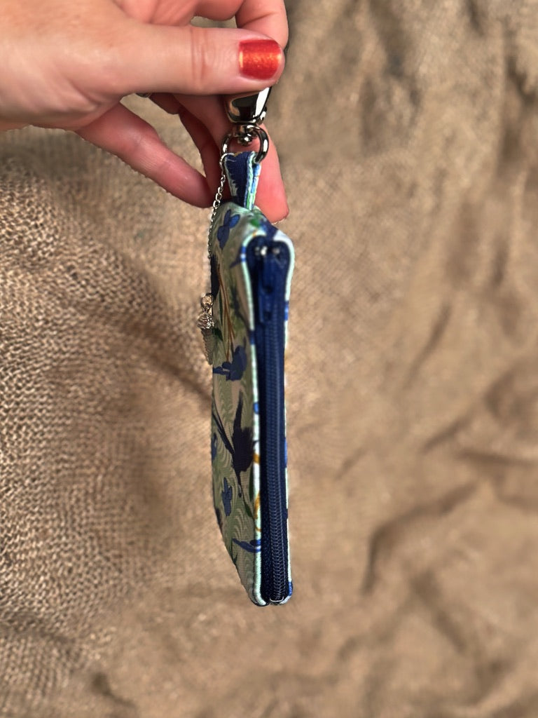 Small Blue Parrot Business & Credit Card Zip Charm Conch Couture