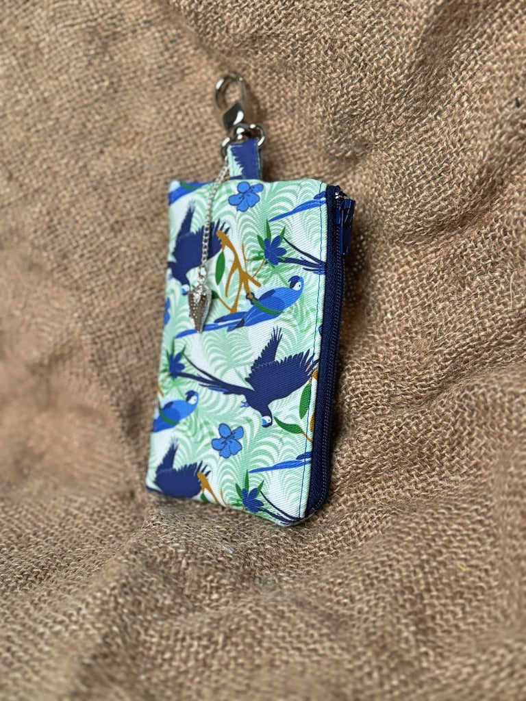Small Blue Parrot Business & Credit Card Zip Charm Conch Couture