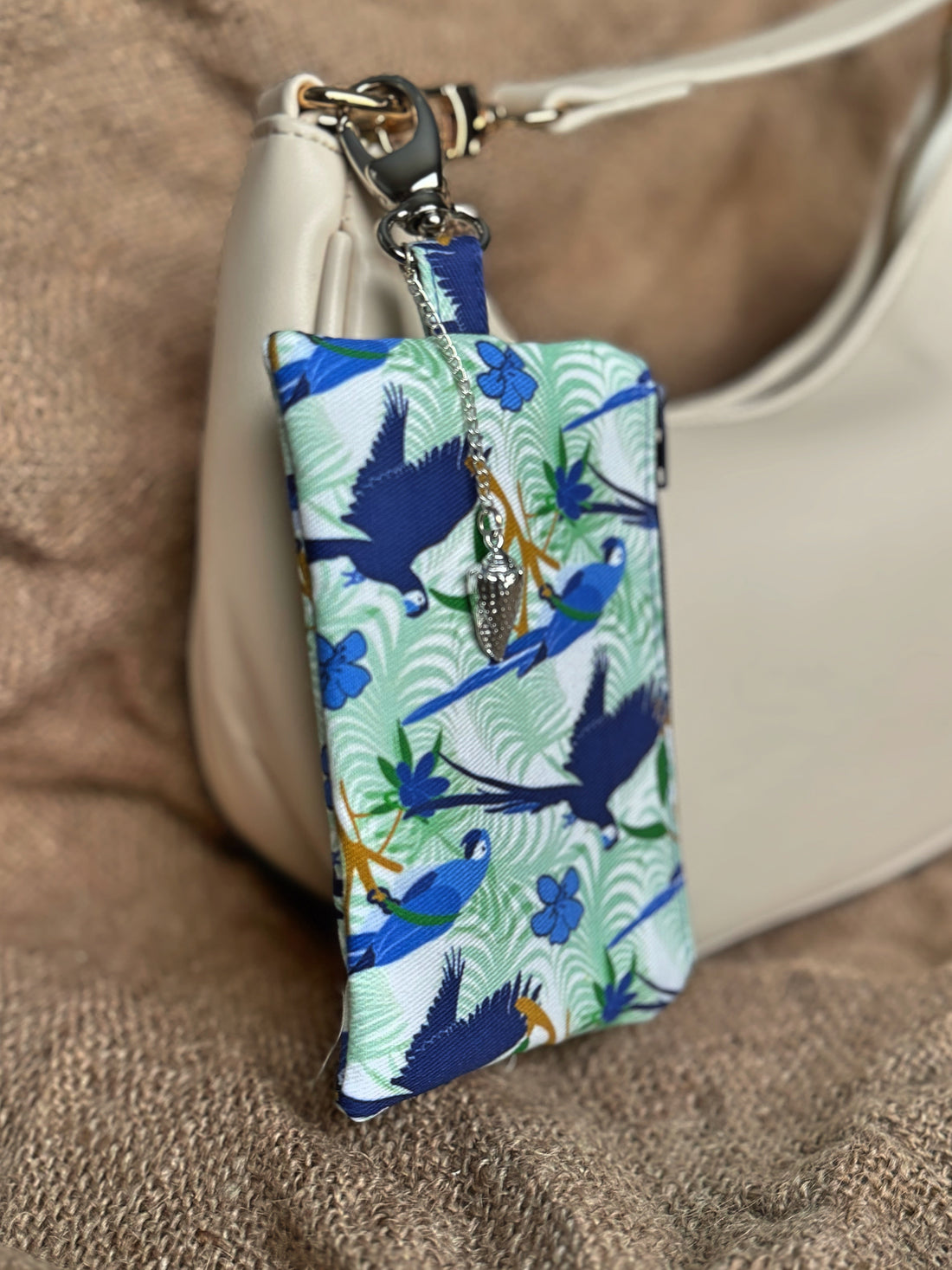 Small Blue Parrot Business & Credit Card Zip Charm Conch Couture