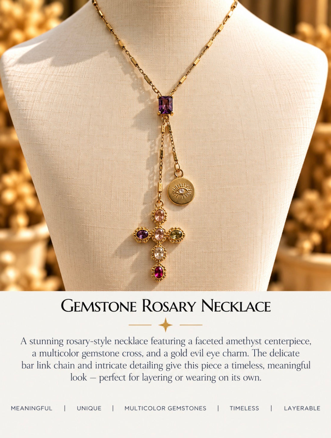 Gemstone Rosary Necklace