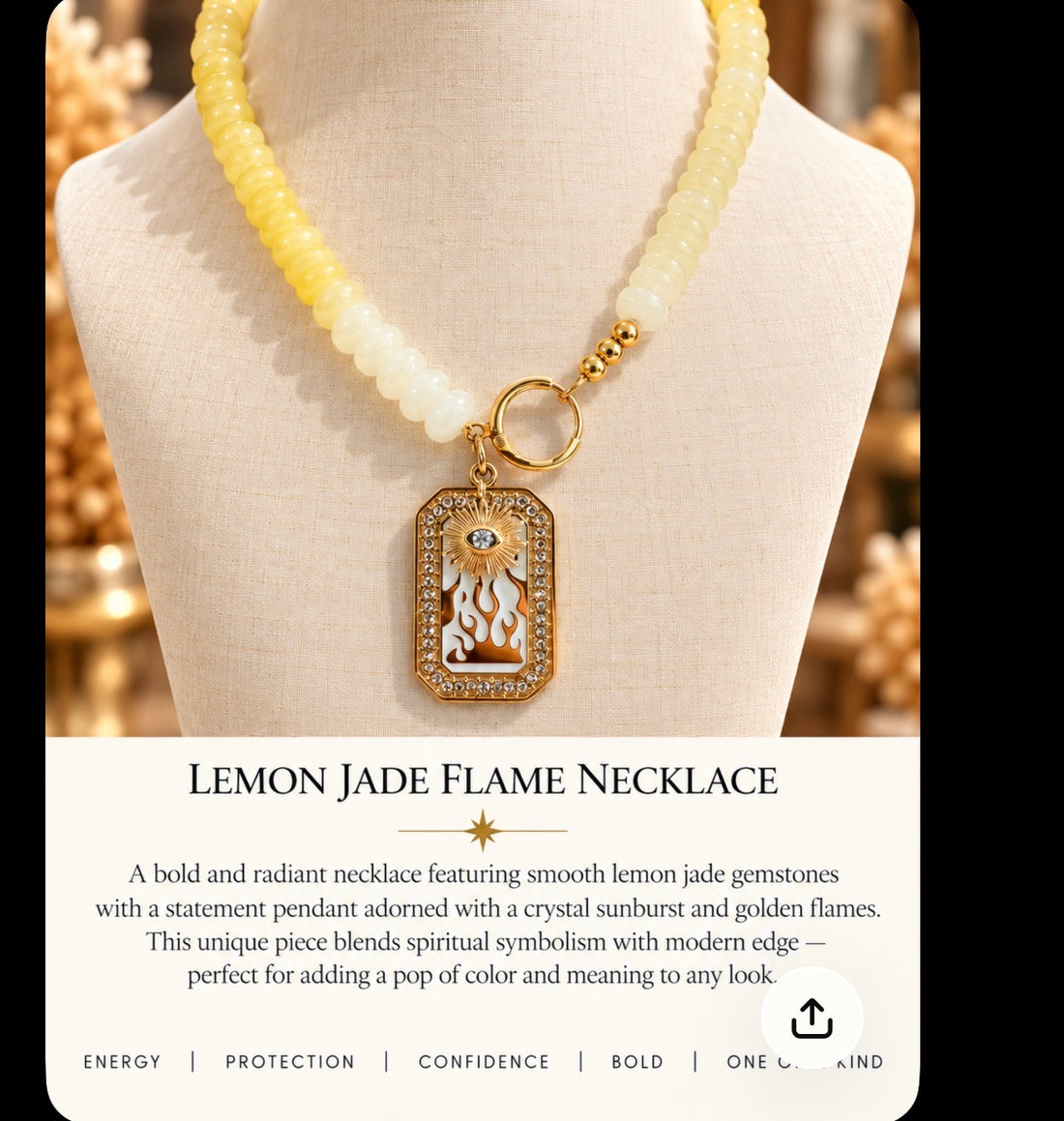 Lemon Jade Flame Necklace